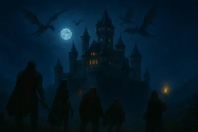 A dungeons and dragons campaign setting featuring a castle.